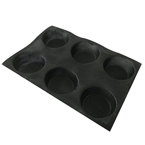 Silicone Bun Bread Form Round Shape Bread Tray Perforated Bakery Molds (6 Caves 4" Round Shape For Bun)