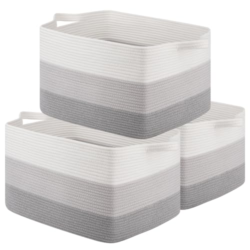 50L Storage Basket Large Blanket Basket Living Room Gray 3 (Gradient Gray / 3 pcs-17.7”x13.8”x11”)
