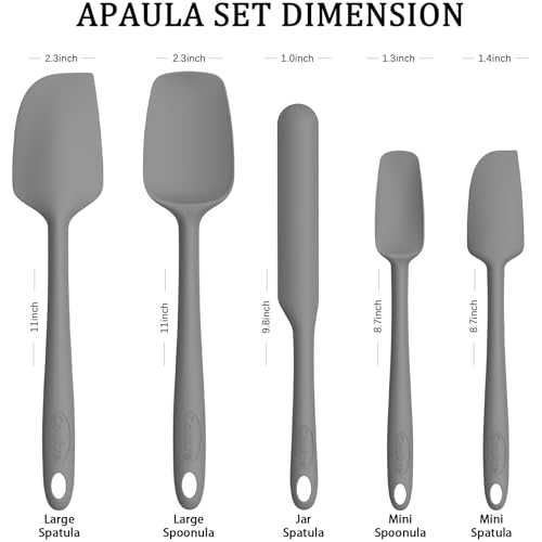 Silicone Spatula Set of 5 (Pure Gray)