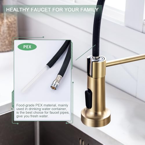 Pull Down Kitchen Faucet (Gold)