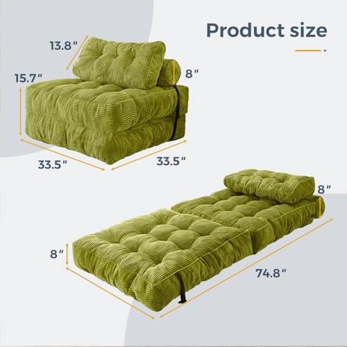 Folding Sofa Bed (Green / Single)