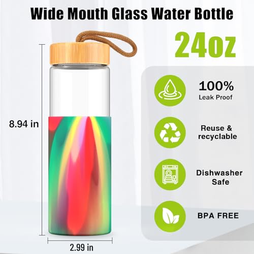 24 oz Glass Water Bottles with Lids (chartreuse / 24 Ounces)