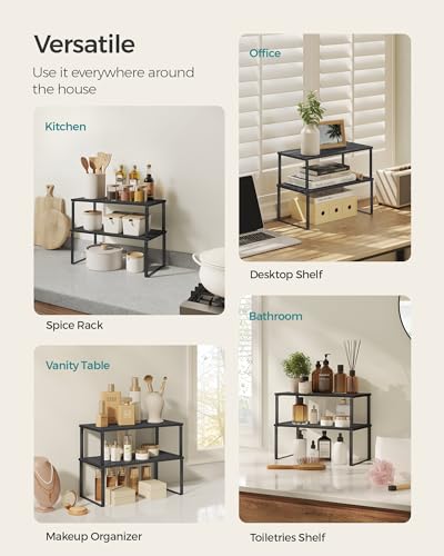 Cabinet Organizer Shelf (Ink Black + Ebony Black / 2*L (5.4"H) + 2*L (6.2"H))