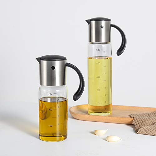 Large Olive Oil Dispenser Set Auto Flip No (clear 10 oz and 18 oz)