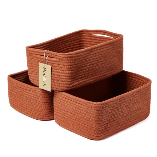 Small Storage Baskets for Organizing (3pcs-L13xW8.5xH5.1" / Oxide Red)