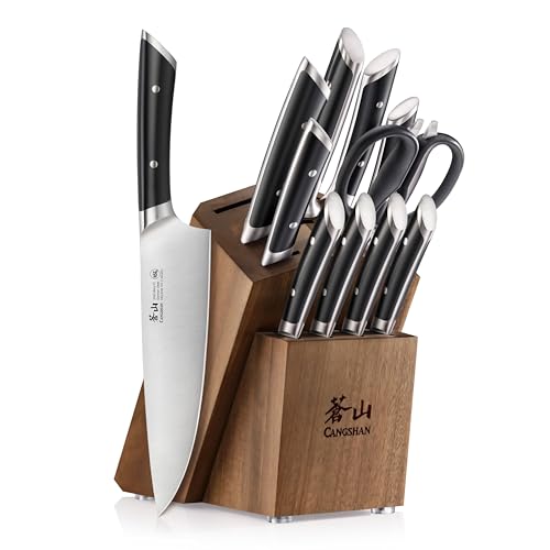 HELENA Series German Steel Forged Knife Block Set (12-Piece / Black)