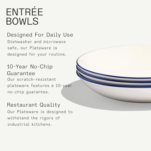 Cookware Set of 4 (4-Piece / White w/ Navy Rim)