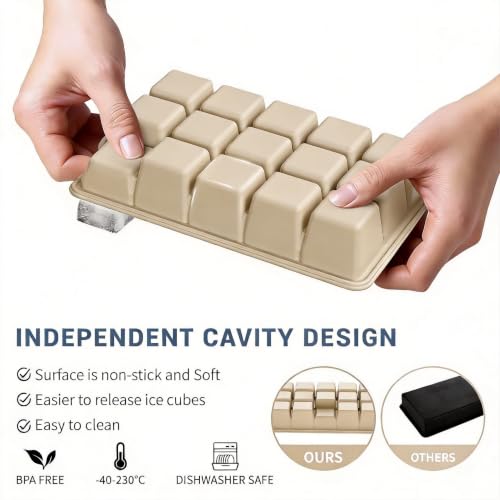 Silicone Ice Cube Tray 2 Pack (Ice Cube Tray 2 Pack / Kahki+Kahki)