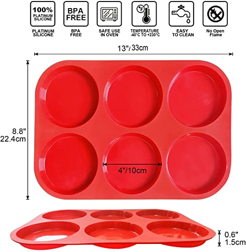 Silicone Muffin Top Pans for Baking 4inch Jumbo Size (Muffin Top Pan / 1 Pc: 6 Cups, Jumbo)