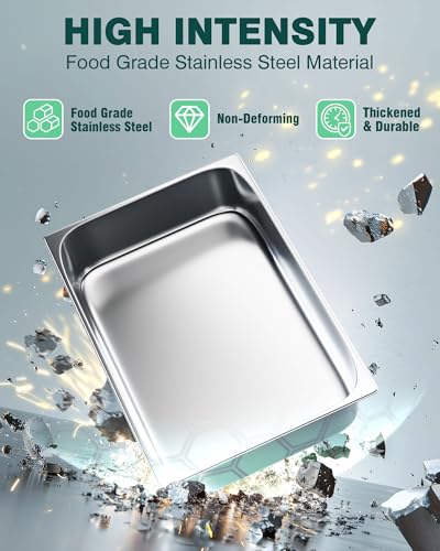 Stainless Steel Steam Table Hotel Pans Set 1 (4" Deep / 1/1 Size Thickened)
