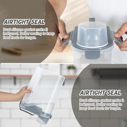 Airtight 10 Lbs Rice Storage Container Pet Dog Cat Food Holder 5 Lbs (Grey-10L)