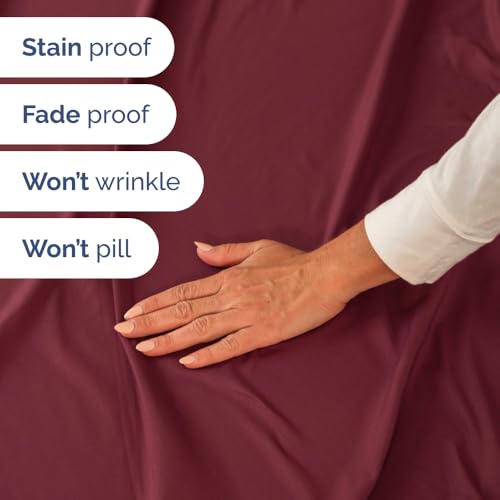 Short Queen Size 4 Piece Bed Sheet Set (25 - Burgundy / Short Queen)