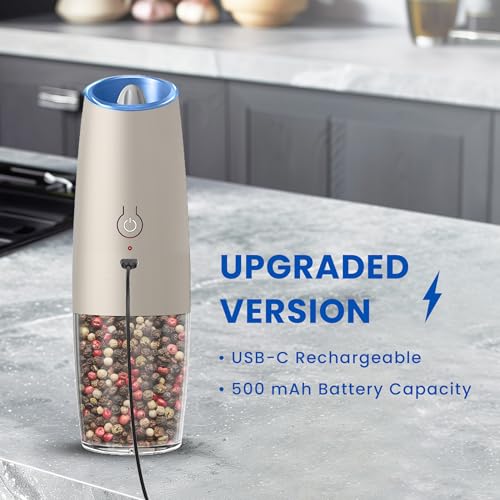 Rechargeable Electric Salt And Pepper Grinder Set (Khaki-Set)