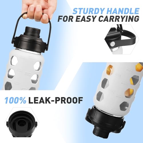 Glass Water Bottle (White / 24 Ounces)
