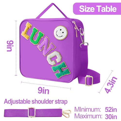 Insulated Lunch Bag With Adjustable Shoulder Strap (Dark Purple)