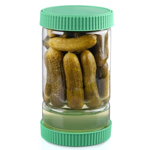 Glass Pickle Jar with Strainer Flip (Green)