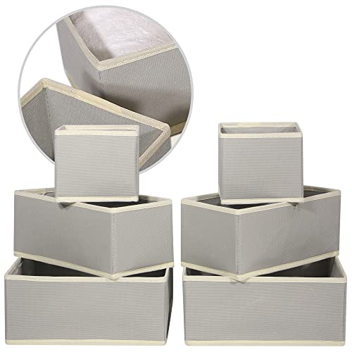 12 Pack Foldable Cloth Storage Box Closet Dresser Drawer Organizer Fabric Baskets Bins Containers Divider for Baby Clothes Underwear Bras Socks Lingerie Clothing (12 Count)