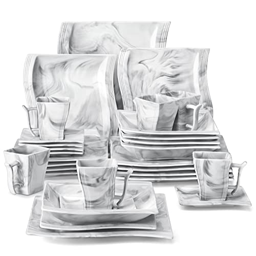 Plates and Bowls Sets (30 Piece(Service for 6) / Marble Grey)