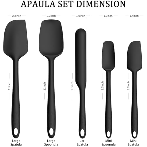 Silicone Spatula Set of 5 (Pure Black)