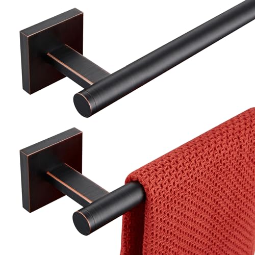 Bathroom Towel Bar Bath Towel Holders for Toilet Kitchen Cabinet Wall Mount 24 Inch (Oil Rubbed Bronze / 24-Inch (2 Pack))