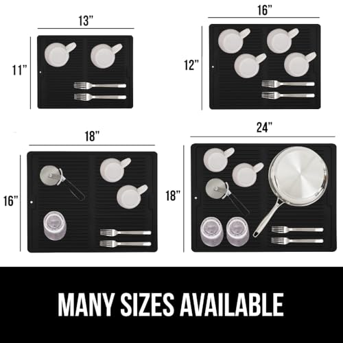 Patented BPA Free Silicone Dish Drying Mat (18" x 24" / Silicone / Black)