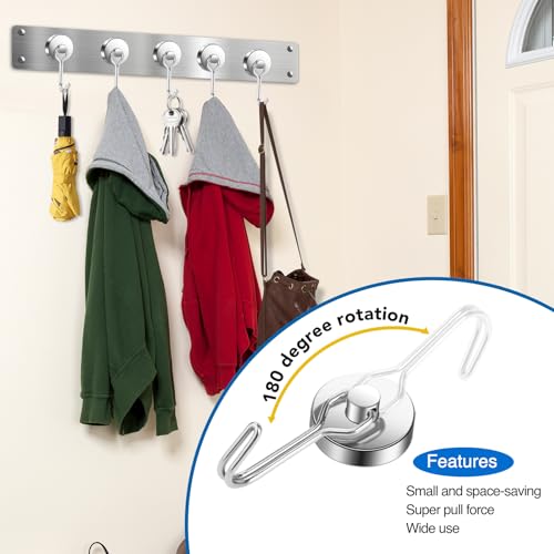 Magnetic Hooks Magnet Hook for Cruise Cabins Fridge 80LBS 6Pack (Silver / 0.98in)