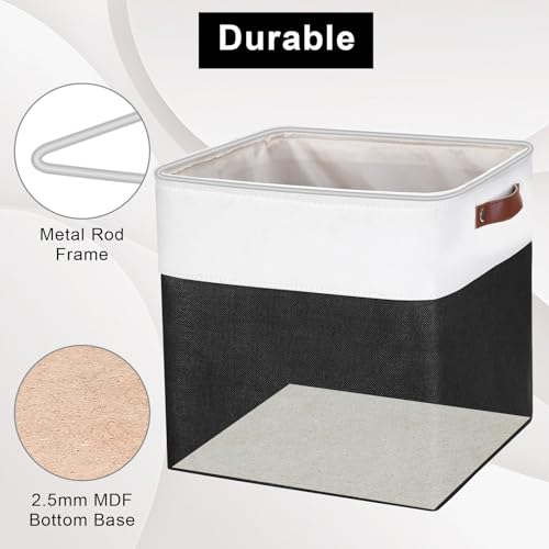 13x13 Cube Storage Bins (Black / Off-White / Cube - 13"x13"x13")