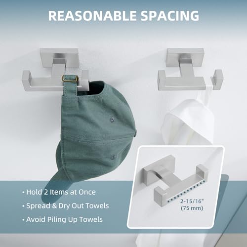 Bathroom Double Hook Brushed Nickel (2 Pack / Brushed Nickel)