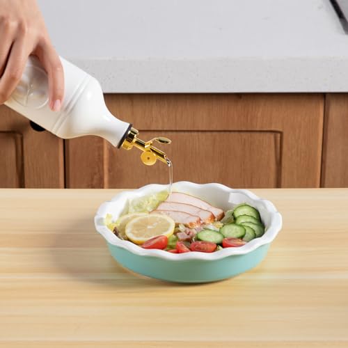 Sweejar 16 Oz Ceramic Olive Oil Dispenser Bottle (White / 16 Oz(Gold Spout))