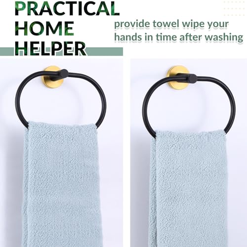 Hand Towel Holder for Bathroom Sink (Black & Gold)