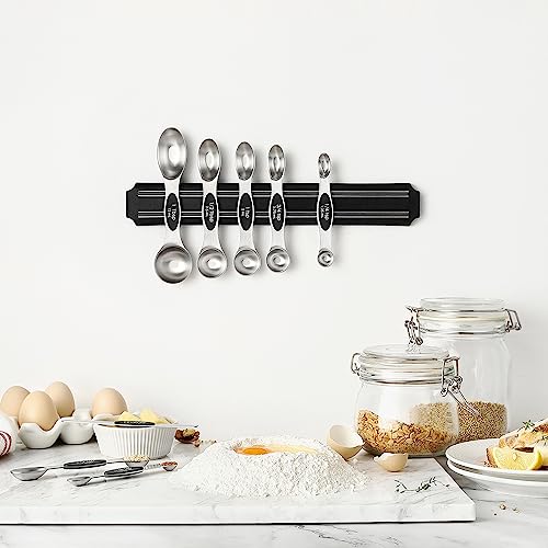 Stainless Steel Magnetic Measuring Spoons Set of 8 (Black / 1-Pack)