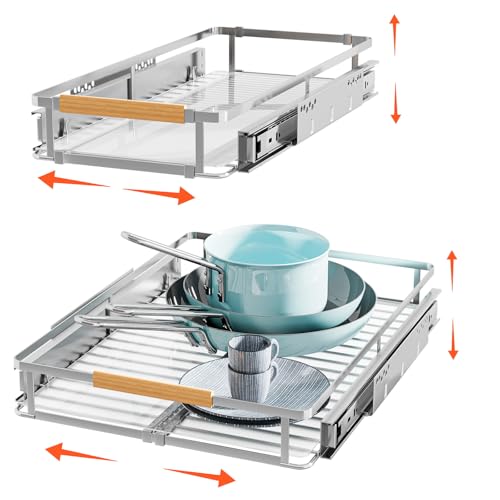 2Pack Expandable Pull Out Cabinet Organizer (Small, 12.3~18.5''W x 22.5''D/Side-Mount / 2 Pack)