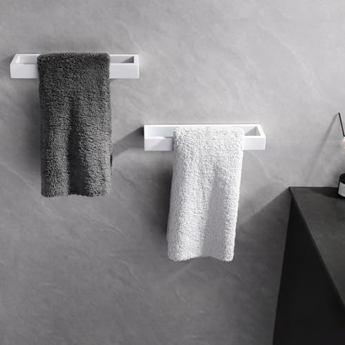 Bath Towel Holder Stainless Steel Towel Hanger Wall Mount Towel Ring for Bathroom 2 Pack (White)