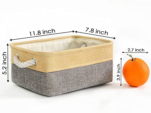 Small Storage Bins Basket (Gold&Grey / Small -11.8Lx7.9Wx5.2H)
