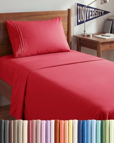 Twin XL 3 Piece Sheet Set (27 - Red / Twin XL)