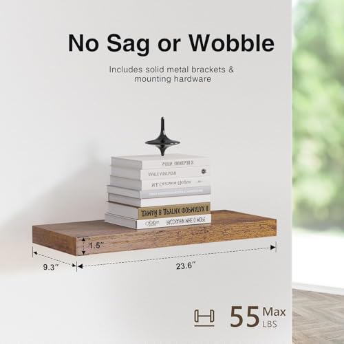 Floating Shelves for Wall Set of 3 (Rustic Wood 01 / 24"-3pack)