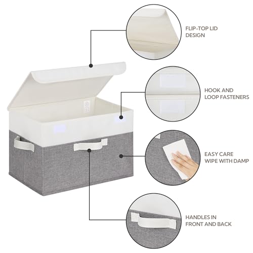 Memory Keepsake Storage Box (White/Gray / Large-2 Pack)