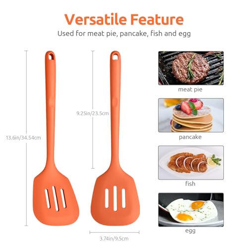 Silicone Turner Slotted Spatula (Orange / 13.6")