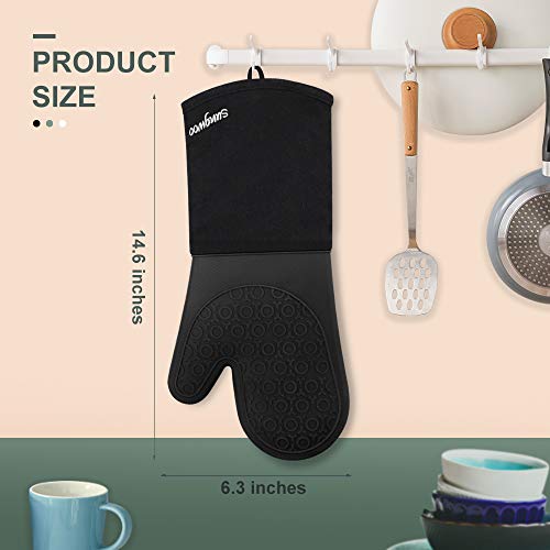 Silicone Oven Mitts (Black / 14.6in Oven Mitts)