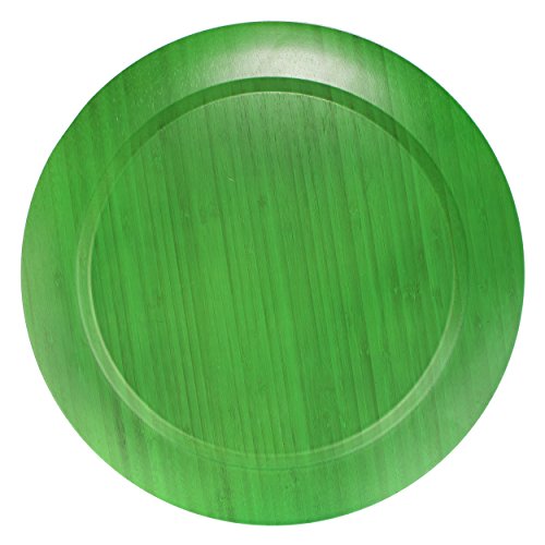 13" Dia Green Bamboo Reusable Dinnerware Charger Round Plates for Catered Events