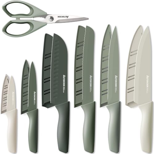 Knife Set 13 Pieces Kitchen Knives Set with Healthy Anti (Green)