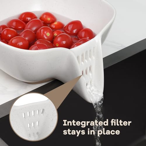 Ceramic Food Strainer with Integrated Drain Spout