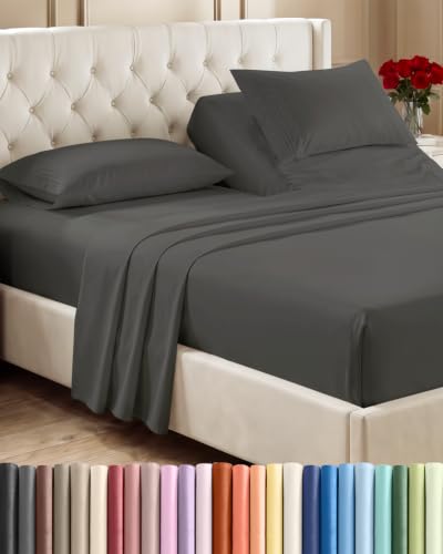 Flex Top Split Head King 4 Piece Sheet Set (07 - Charcoal / Split Head/Flex Top)