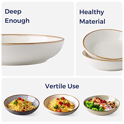 8.5’’ Ceramic Pasta Bowls Set of 4 (Set of 4 / Pearl White)