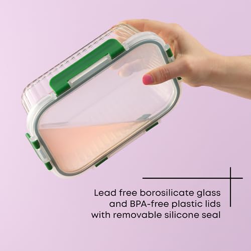 24pc Borosilicate Glass Storage Containers with Lids (Green)