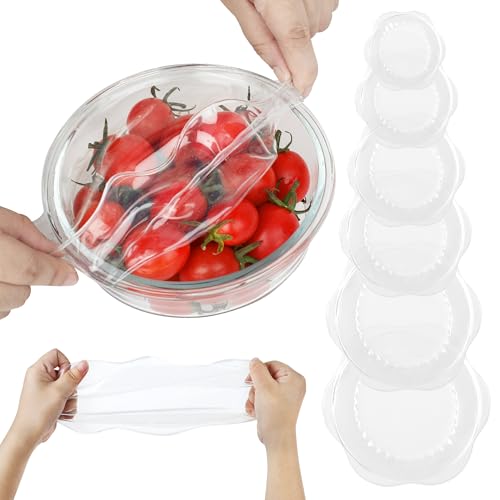 Silicone Stretch Lids for Food Storage in Fridge (6 Pcs Transparent)