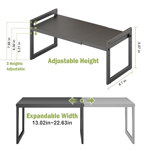 Expandable Kitchen Countertop Organizer (Black-1 Pack / 8.7''D*13-22.6''W*8''H)