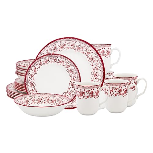 24 Piece Porcelain Dinnerware Set for 6 (Aster Pink / 24)