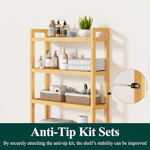 Bamboo Over The Toilet Storage Cabinet (Natural / 4 Tiers (72.8"H))