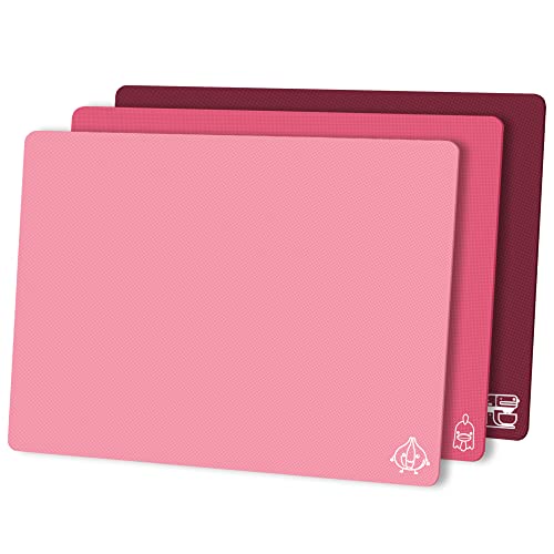 Flexible Plastic Cutting Board Set of 3 Gradient Color (Pink)